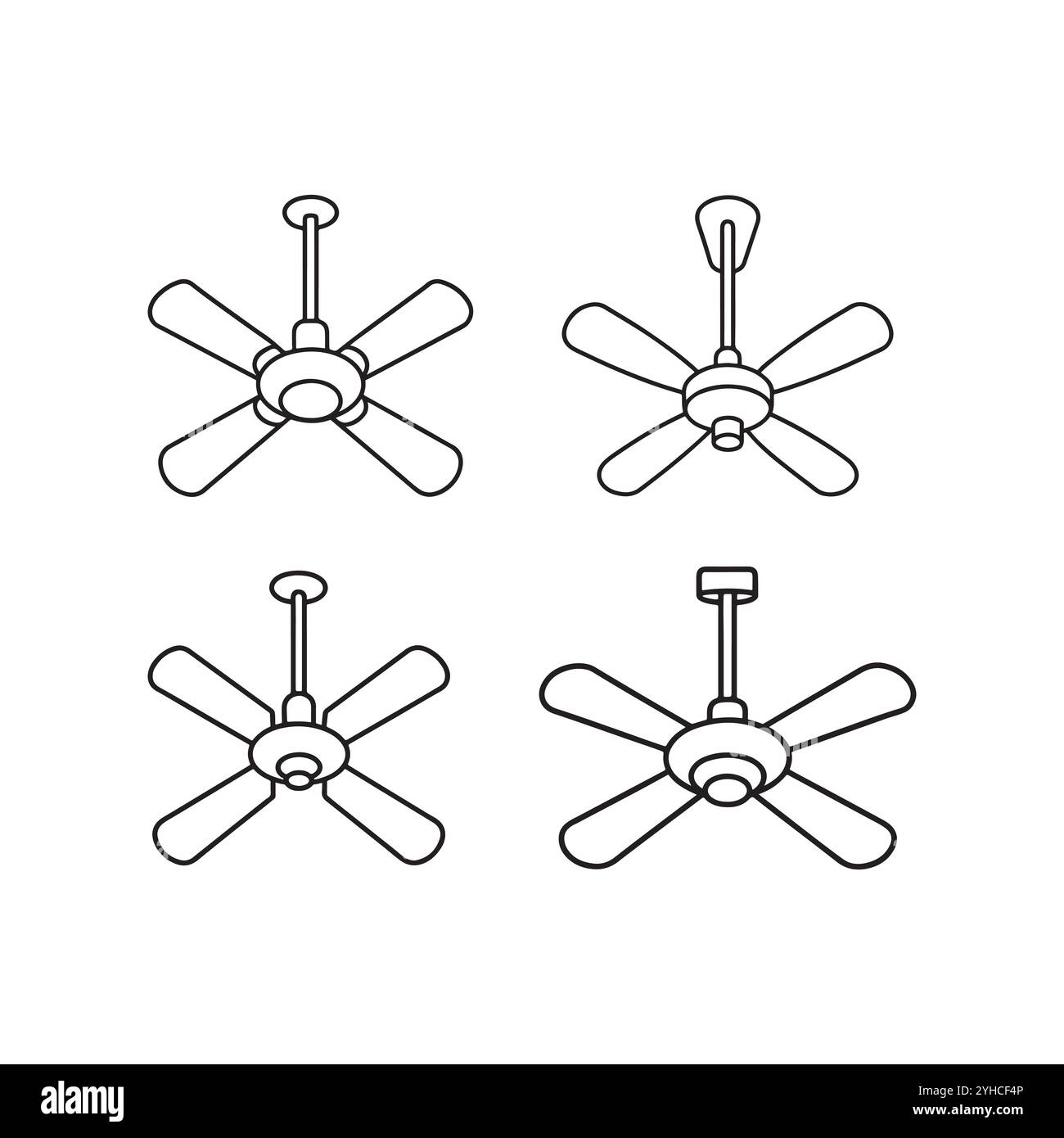 Icônes de contour de ventilateur de plafond définies, fond de logo de ventilateur de plafond. icône de vecteur de ventilateur de plafond noir pour la conception web isolé sur fond blanc. Illustration de Vecteur