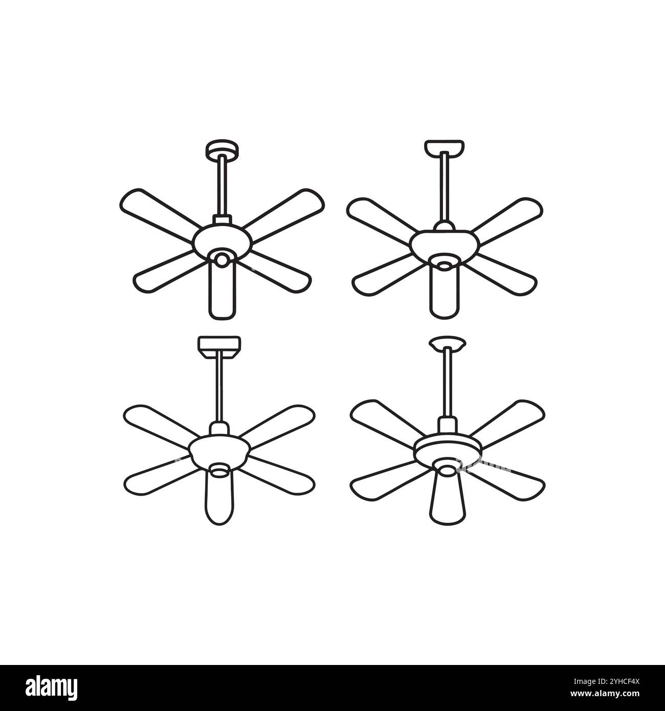 Icônes de contour de ventilateur de plafond définies, fond de logo de ventilateur de plafond. icône de vecteur de ventilateur de plafond noir pour la conception web isolé sur fond blanc. Illustration de Vecteur
