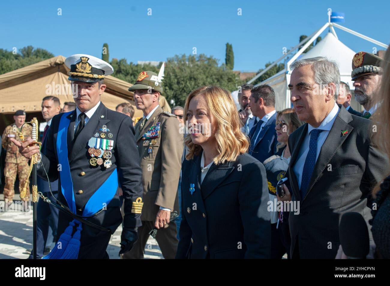 04 novembre 2024 - Rome, Italie : la première Giorgia Meloni in visita al Villaggio della Difesa. © Andrea Sabbadini Banque D'Images