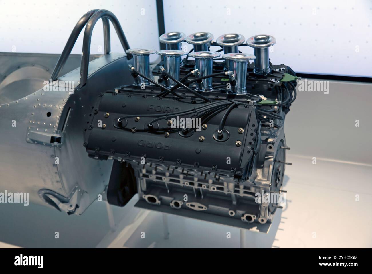 Gros plan d'une Ford Cosworth 1967, moteur DVF 3,0 litres conçu par Ken Duckworth de Cosworth Engineering. Banque D'Images