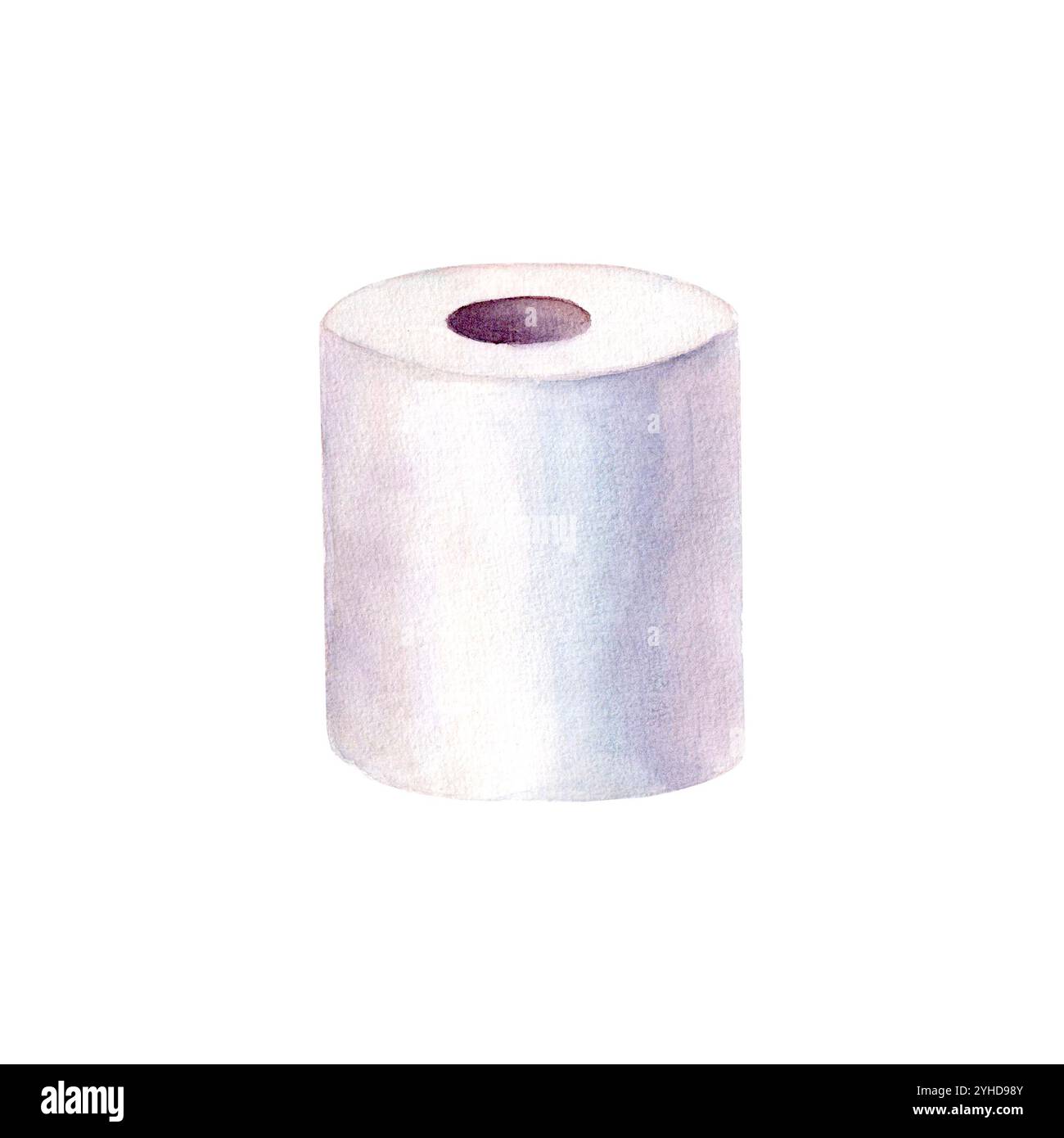 Rouleau de papier toilette aquarelle isolé sur fond blanc. Aquarelle illustration dessinée à la main. Symbole, signe de propreté et d'hygiène. Banque D'Images