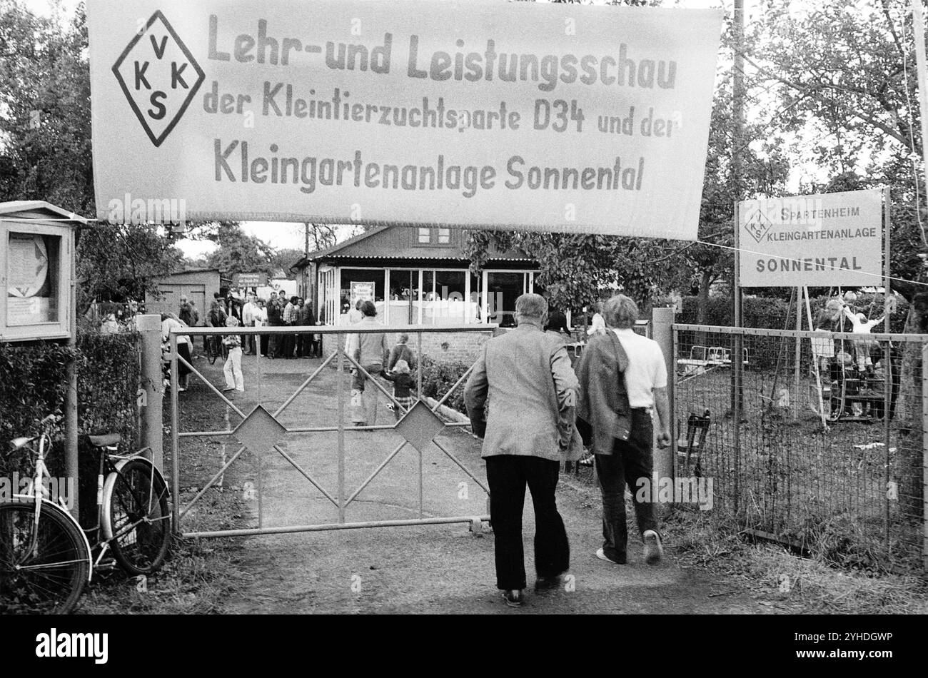 04.04.1978 RDA quartier de Berlin est de Weissensee. Exposition de la division d'élevage de petits animaux d 34 et du jardin de lotissement Sonnental. Berlin Banque D'Images