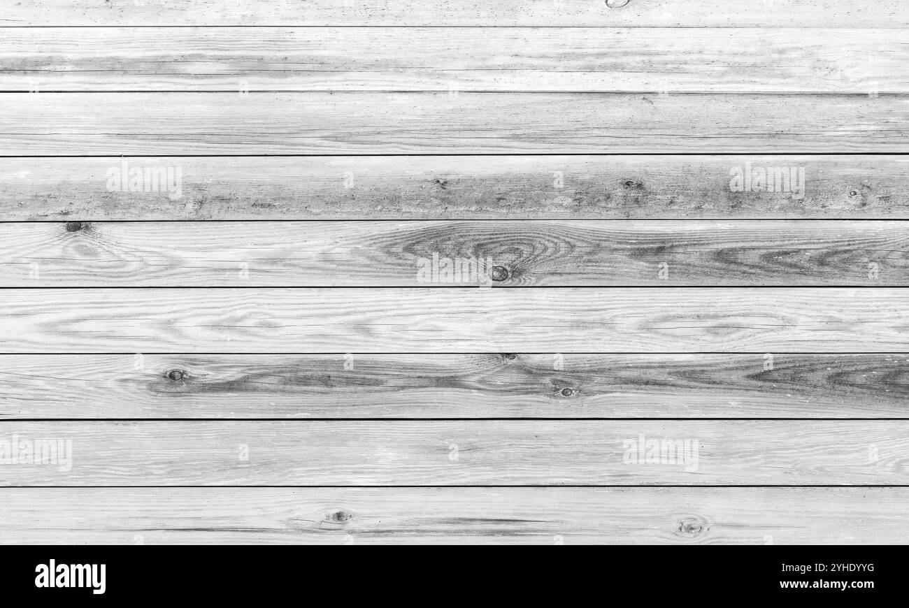 Vieux mur en bois blanc, texture abstraite de photo de fond noir et blanc Banque D'Images