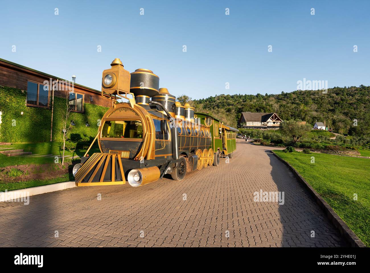 Gramado, Brésil - 22 juin 2024 : Expresso Olivas - visite rurale à Olivas de Gramado - ferme d'oliviers et attraction touristique - Gramado, Rio Grande do Sul, Br Banque D'Images