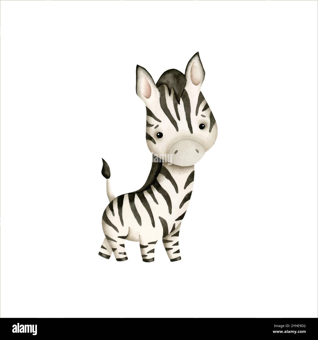 Safari aquarelle illustration dessinée à la main avec bébé zèbre pour les enfants Illustration de Vecteur