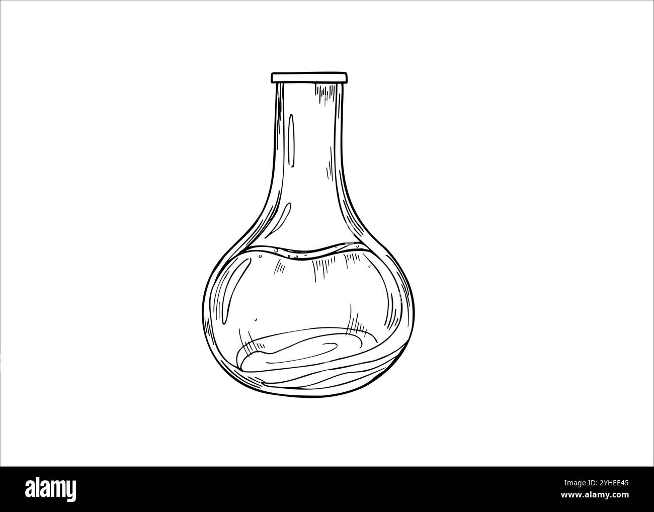 Bouteilles monochromes en verre ouvert avec huile essentielle de parfum organique illustration graphique réaliste de croquis. Elément dessiné à la main peint par des encres noires. Illustration de Vecteur