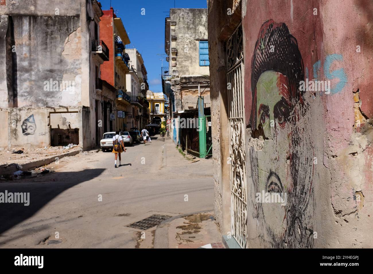 Graffiti du portrait emblématique de Che Guevara, dans les rues de la Havane, Cuba Banque D'Images