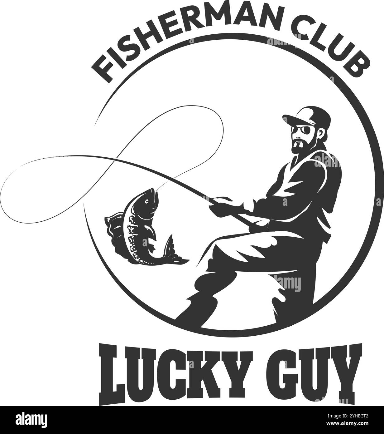 Emblème du club de pêcheurs Illustration de Vecteur