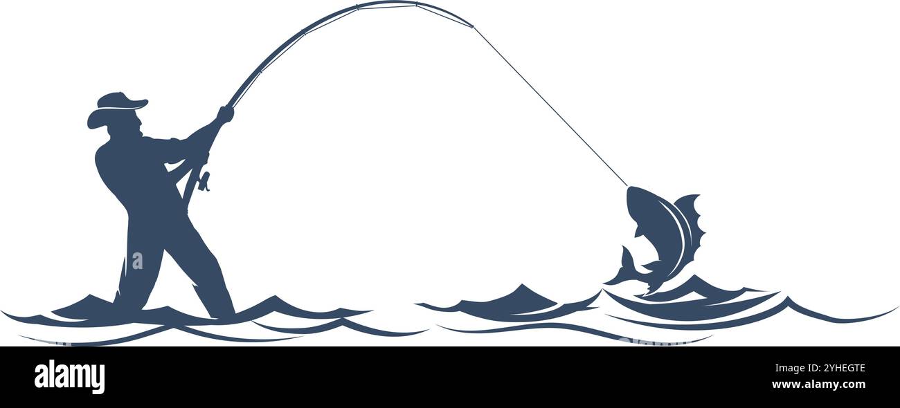 Illustration de silhouette de pêcheur Illustration de Vecteur