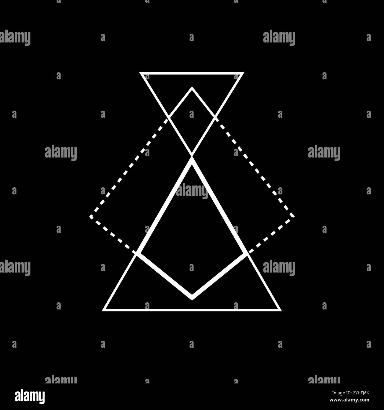 Triangle sacré avec lignes mystiques et design mandala. Illustration de Vecteur