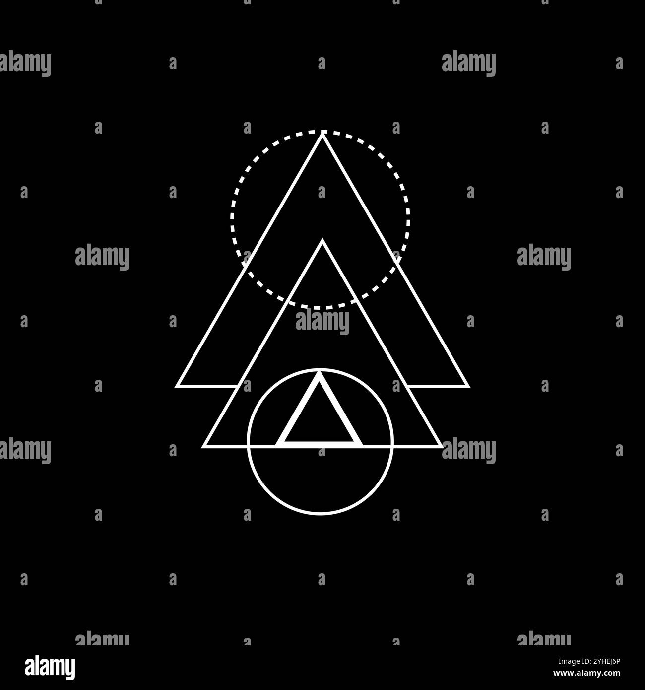 Triangle blanc avec des symboles ésotériques pour spirituel Illustration de Vecteur