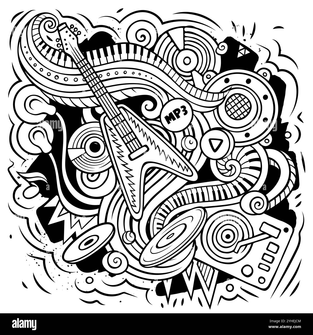 Dessin animé vectoriel griffée de musique disco illustration Illustration de Vecteur