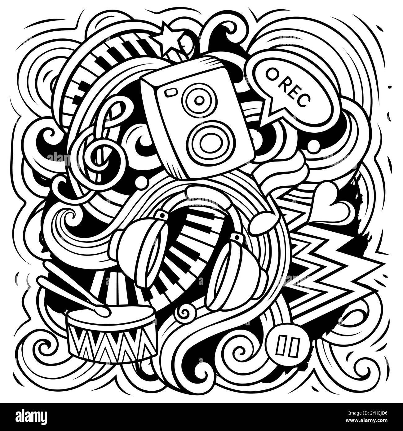 Musique dessin à la main dessin de dessins vectoriels illustration. Illustration de Vecteur