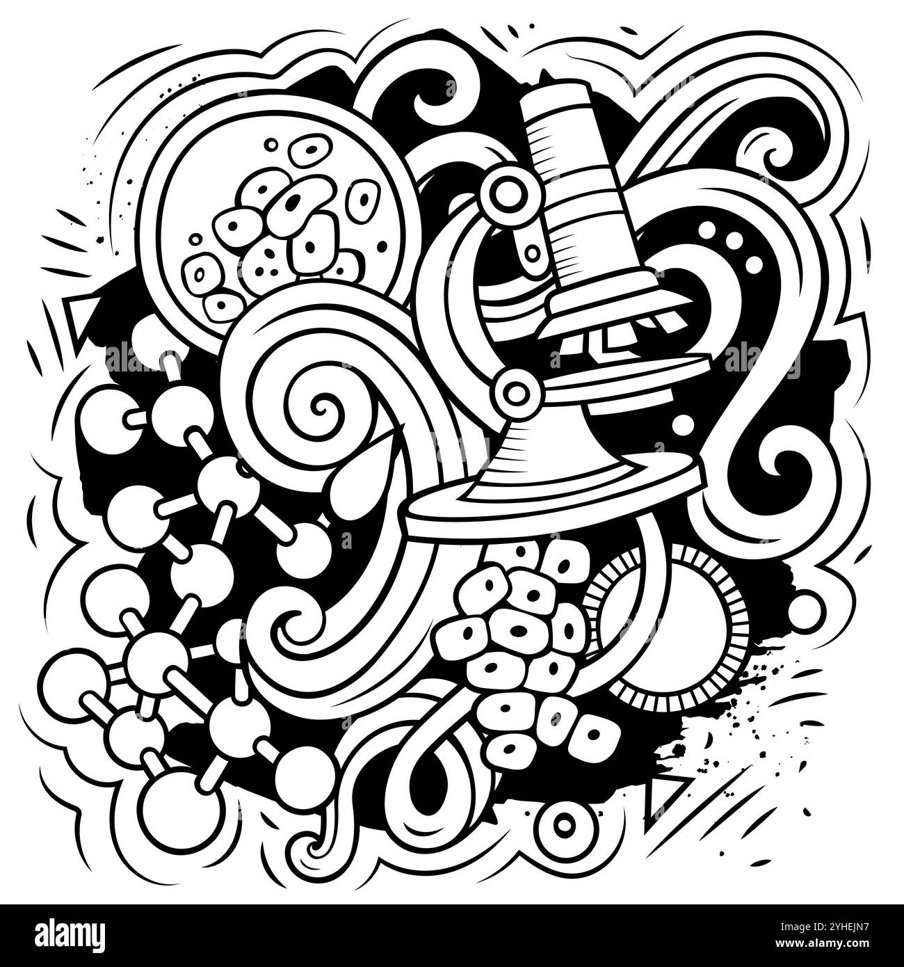 Motif science dessin animé vectoriel en forme de doodle Illustration de Vecteur