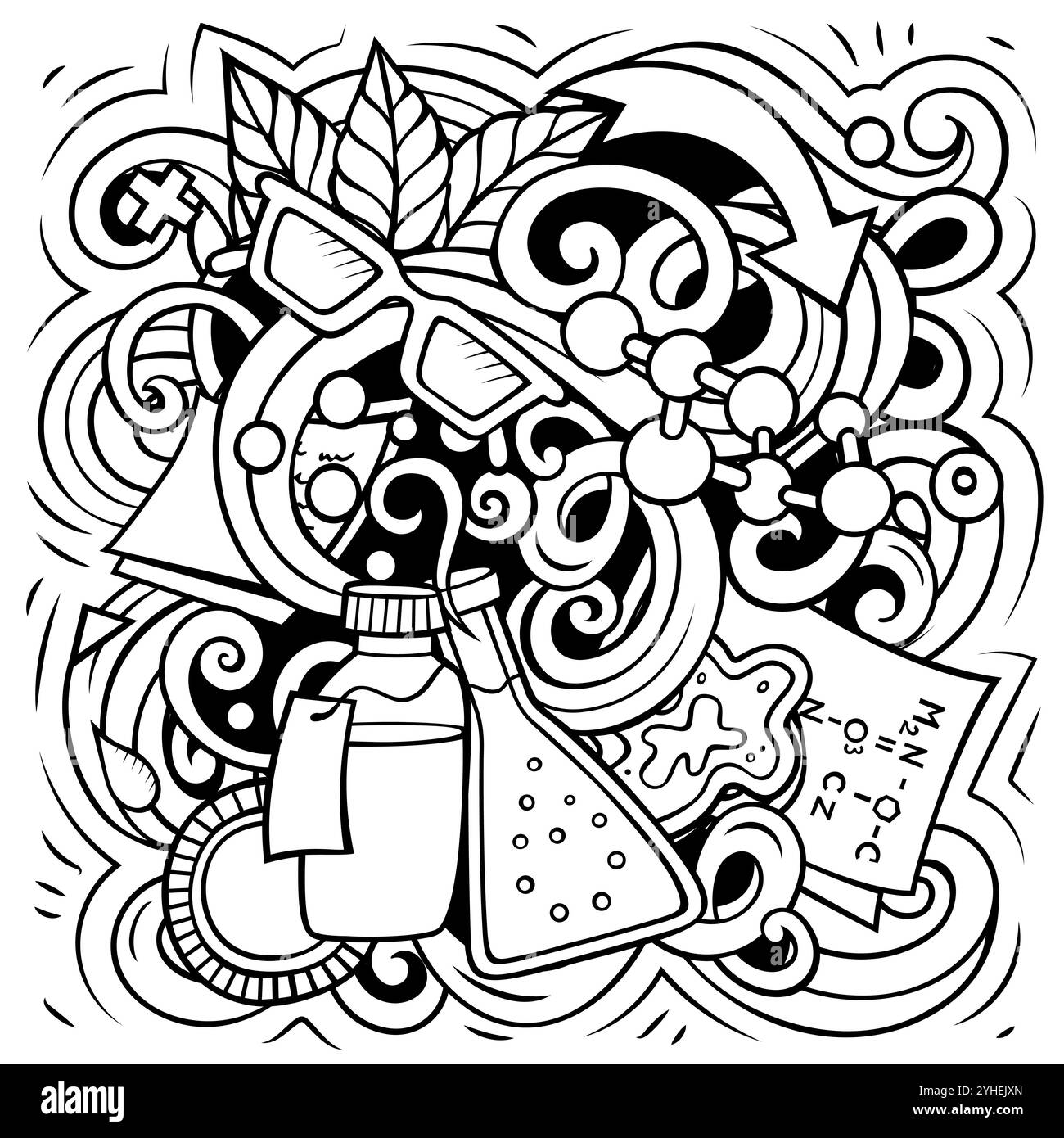 Motif science dessin animé vectoriel en forme de doodle Illustration de Vecteur