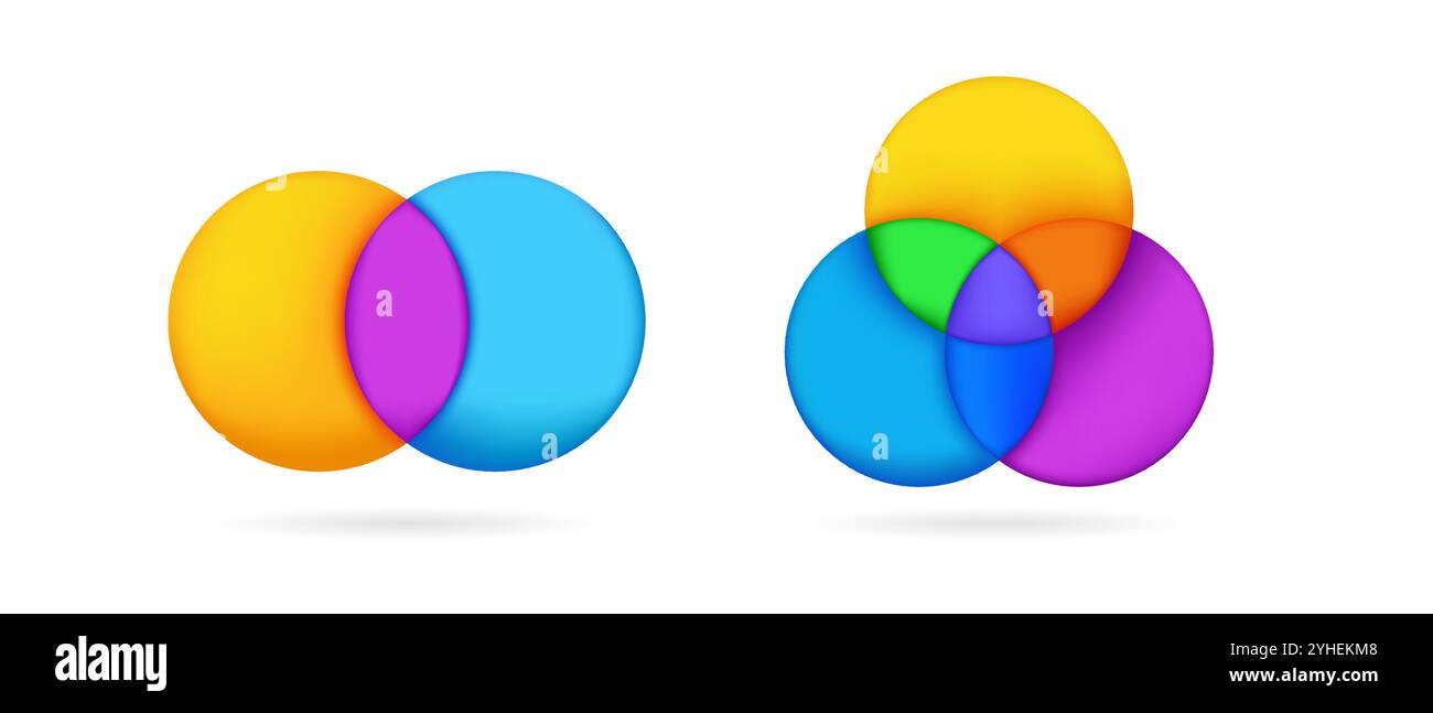 Diagramme de Venn amusant et coloré pour la conception infographique Illustration de Vecteur