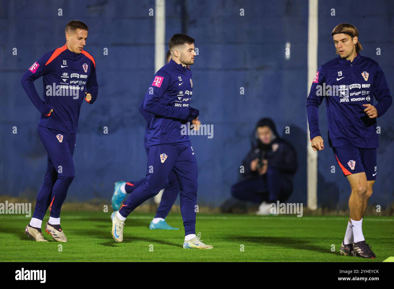 Zagreb, Croatie. 11 novembre 2024. Les joueurs de Croatie Mario Pasalic, Martin Baturina et Borna Sosa lors de la séance d'entraînement de l'équipe nationale croate de football avant le match de la Ligue des Nations contre l'Écosse. Photo : Luka Stanzl/PIXSELL crédit : Pixsell/Alamy Live News Banque D'Images