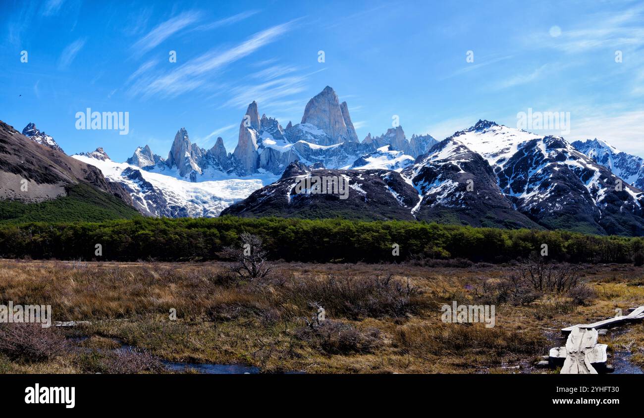 Mont Fitzroy ou El Chalten sur le Lago de Los Tres randonnée dans le sud des Andes de Patagonie en Argentine Banque D'Images