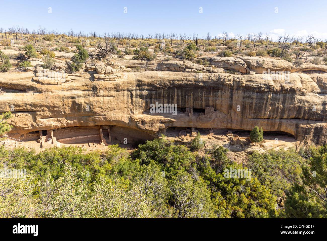 Le parc national de Mesa Verde dans le Colorado est l'endroit où les ancestraux Pueblo ont construit des communautés entières sur les mesas et dans les falaises de Mesa Verde. Banque D'Images