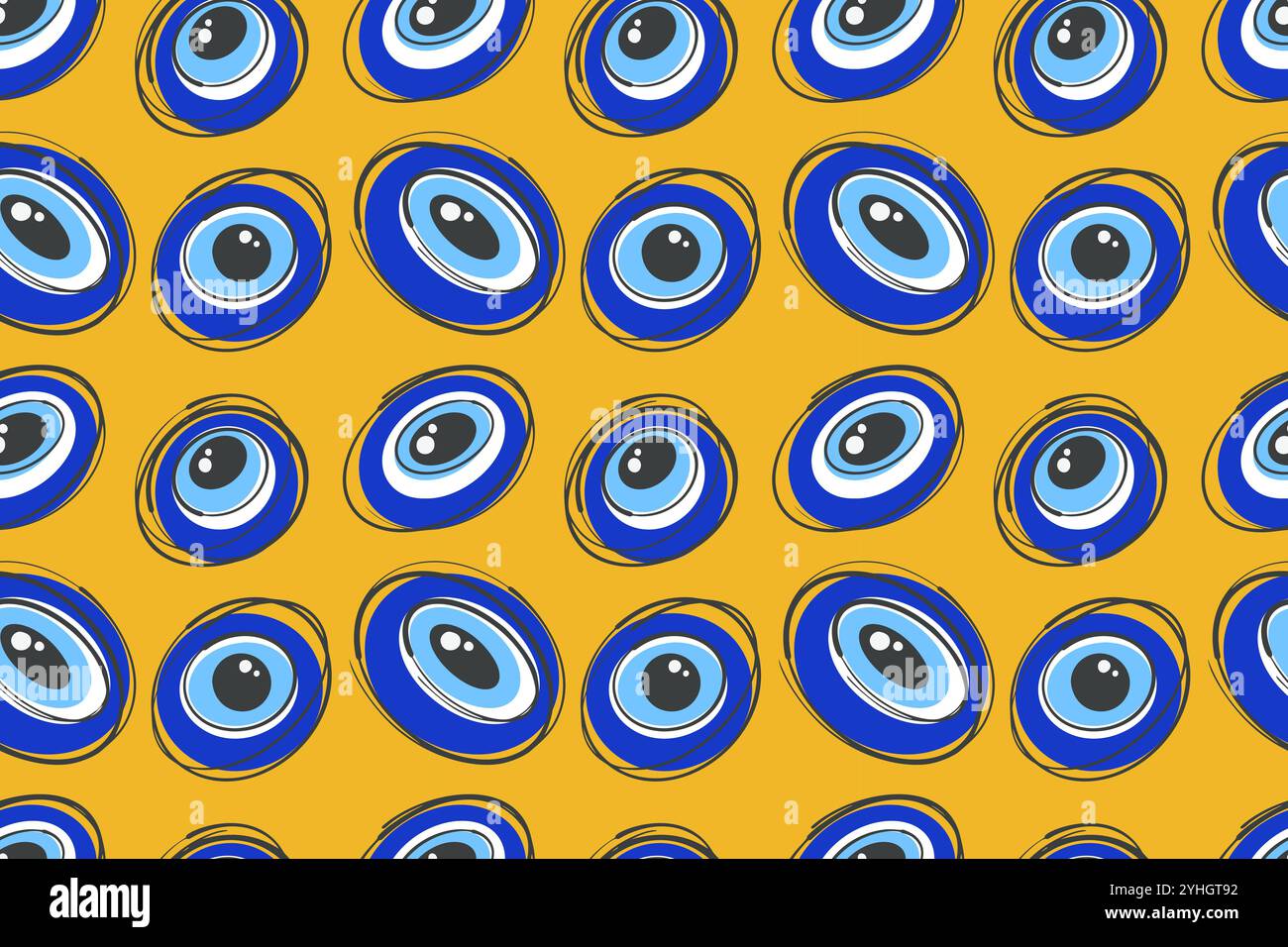 Motif mauvais oeil sans couture. Symbole grec et turc de protection et de chance. Fond magique de perle bleue. Illustration avec amulettes ethniques et cercle Illustration de Vecteur