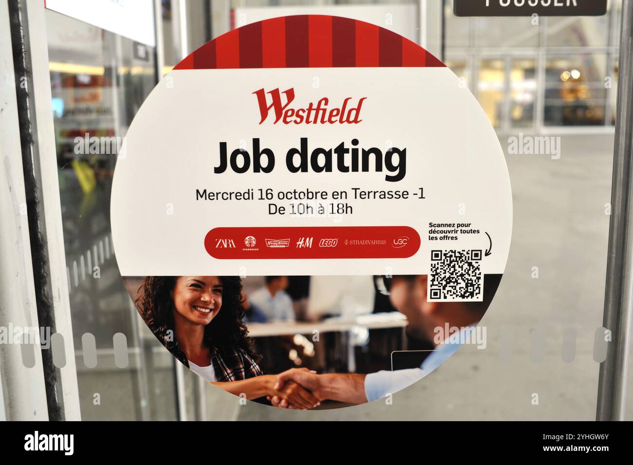 FRANCE. PARIS (75) 1ER ARRONDISSEMENT. FORUM DES HALLES. DATATION PROFESSIONNELLE. LA SOCIÉTÉ DE CENTRES COMMERCIAUX WESFIELD RECRUTE Banque D'Images