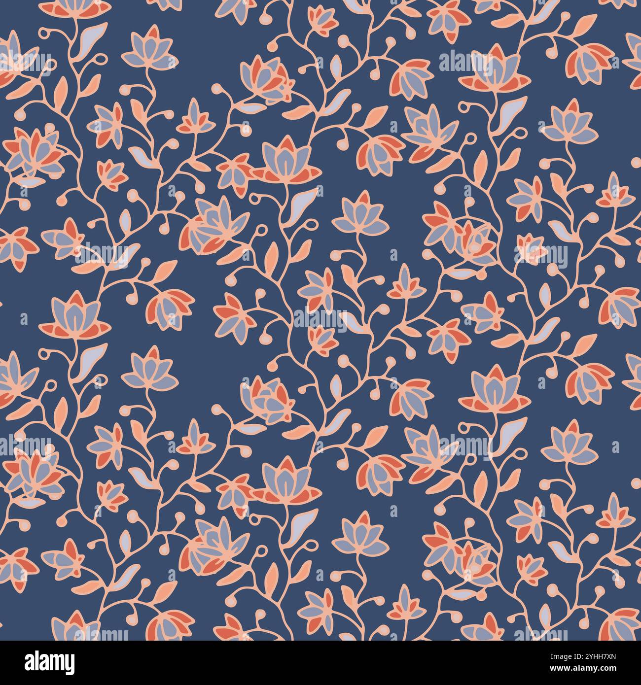 Motif fleuri sans couture aux tons chauds Illustration de Vecteur