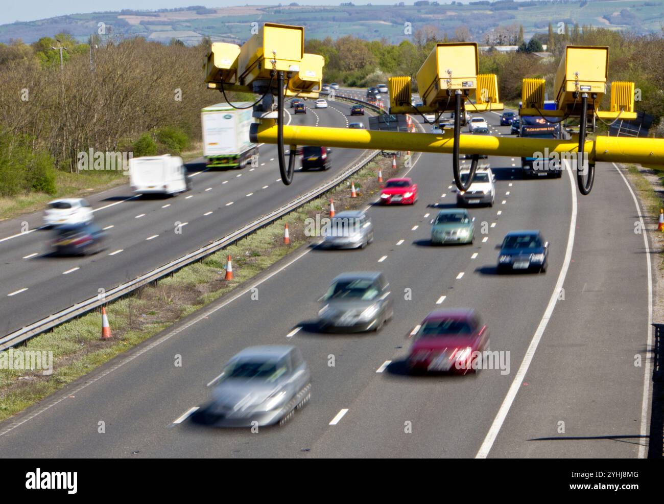 Caméras d'application de la vitesse moyenne sur autoroute, Royaume-Uni Banque D'Images