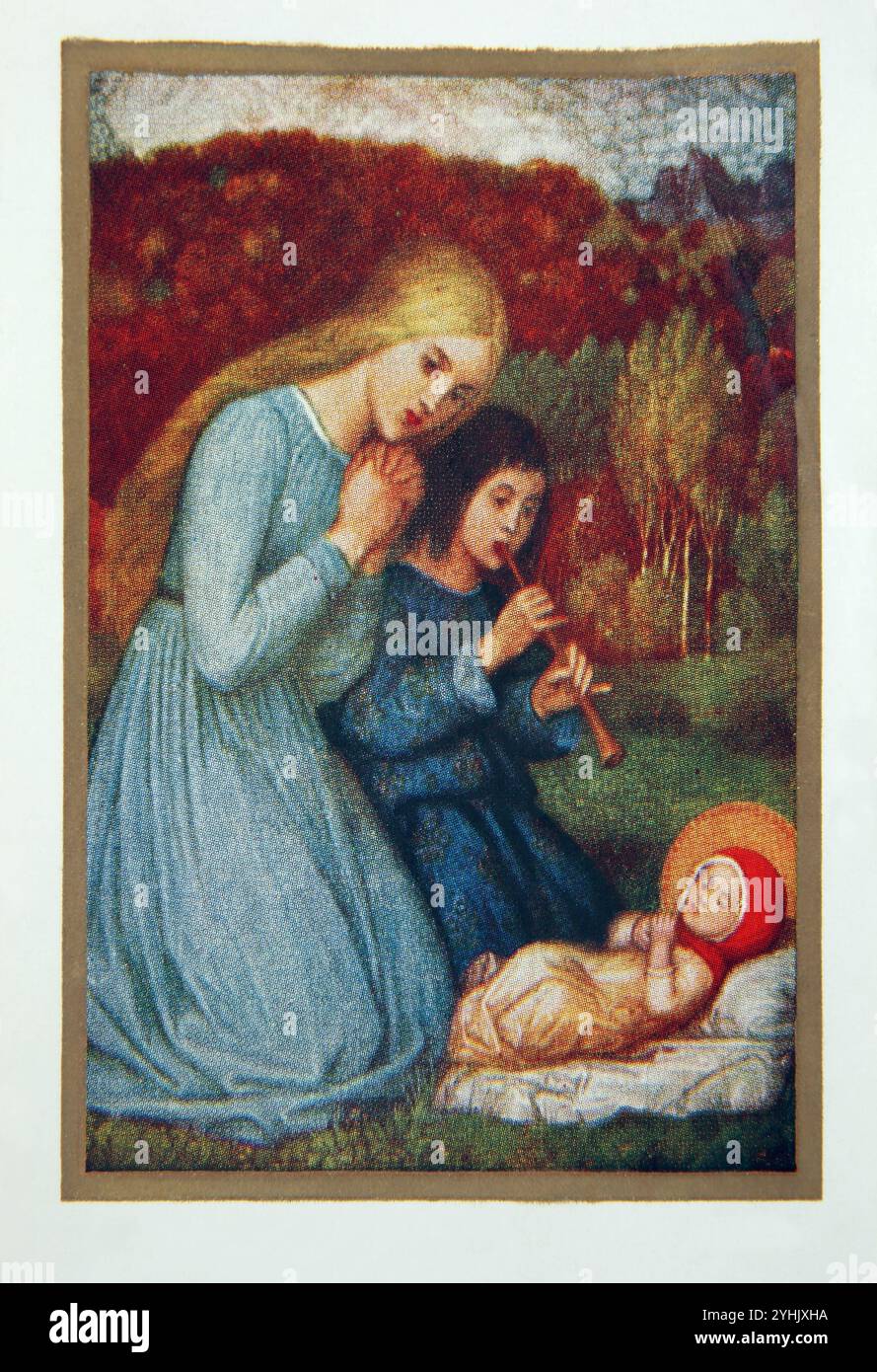 Carte de prière vintage avec illustration d'une peinture de Matthaus Schiestl des Sœurs missionnaires de notre Dame d'Afrique Banque D'Images