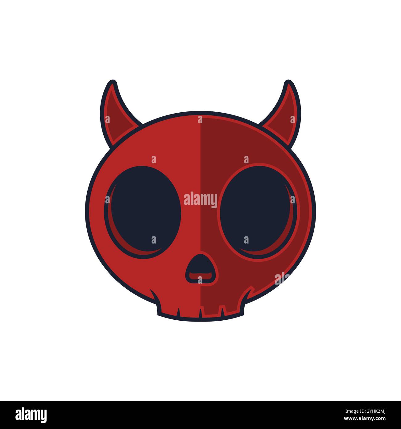 Illustration vectorielle de logo de crâne de diable mignon. Logo Red Devil Skull simple design d'emblème. Illustration de Vecteur