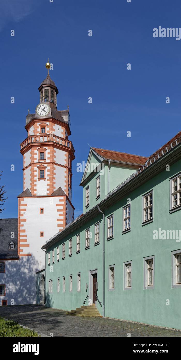 Château d'Ehrenstein, un château Renaissance bien conservé avec jardin du château. Ohrdruf, Thuringe, Allemagne, Europe Banque D'Images