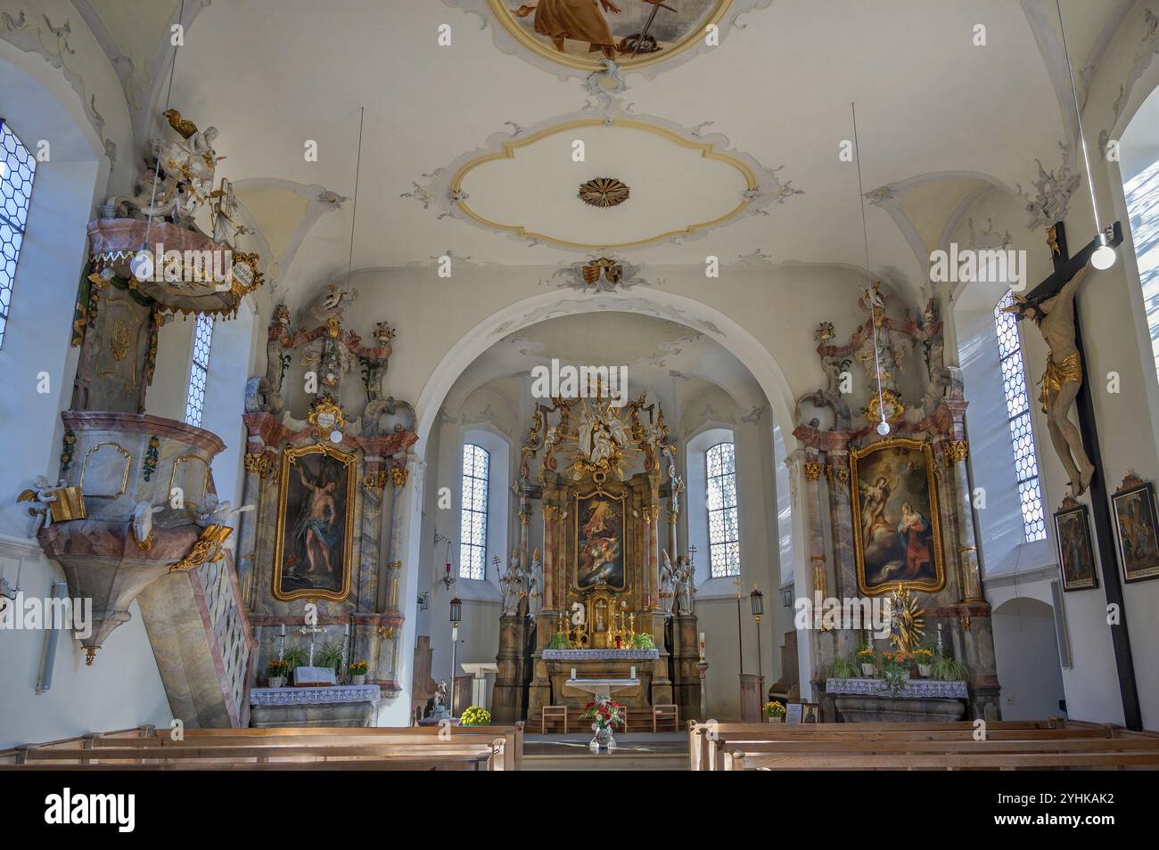 L'église paroissiale de Saint-Alexandre, Ofterschwang, Allgaeu, Bavière, Allemagne, Europe Banque D'Images