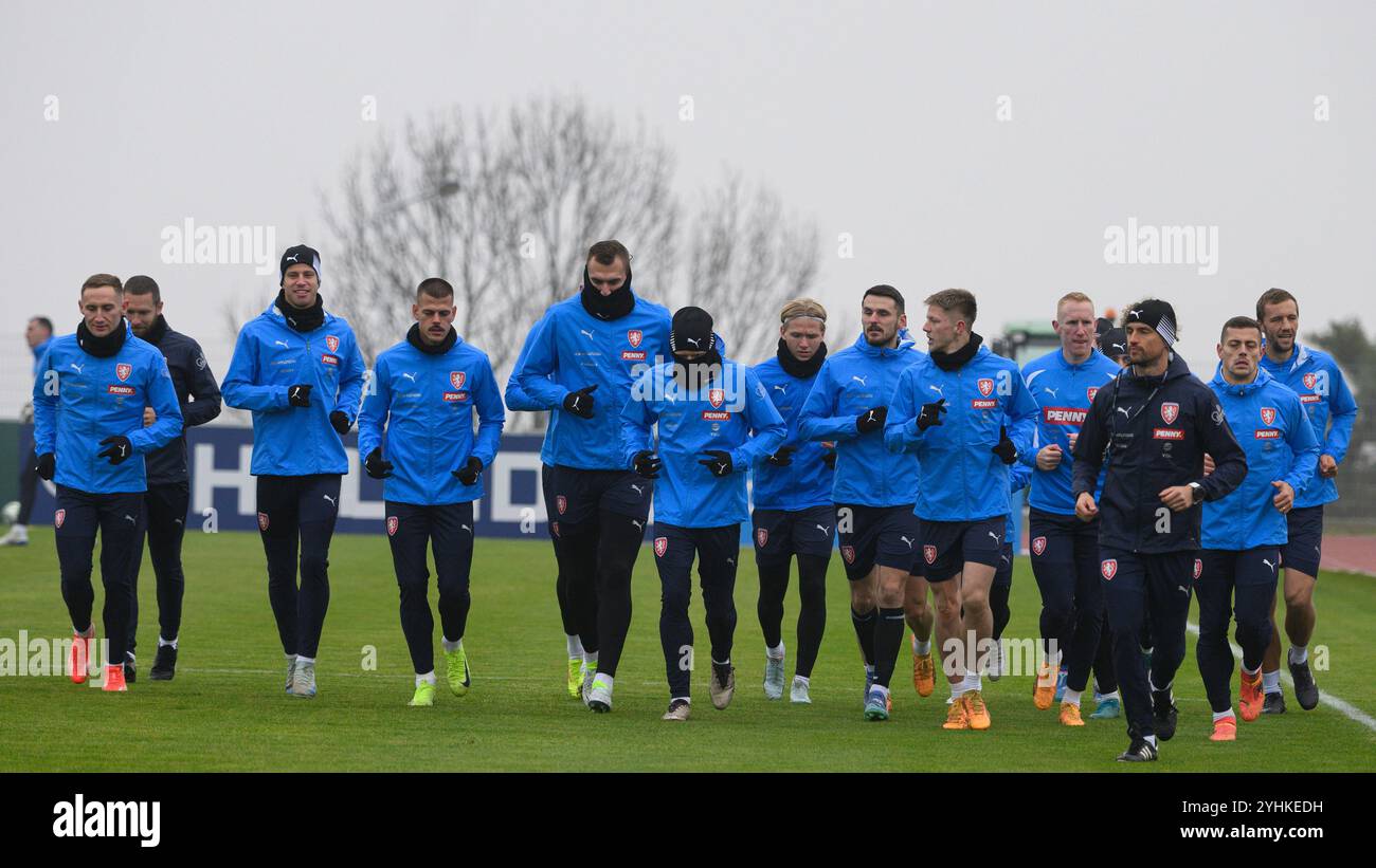 Prague, République tchèque. 12 novembre 2024. Entraînement ouvert de l'équipe nationale tchèque de football avant le match de la Ligue des Nations en Albanie, à Prague, en République tchèque, le 12 novembre 2024. Crédit : Michal Kamaryt/CTK photo/Alamy Live News Banque D'Images