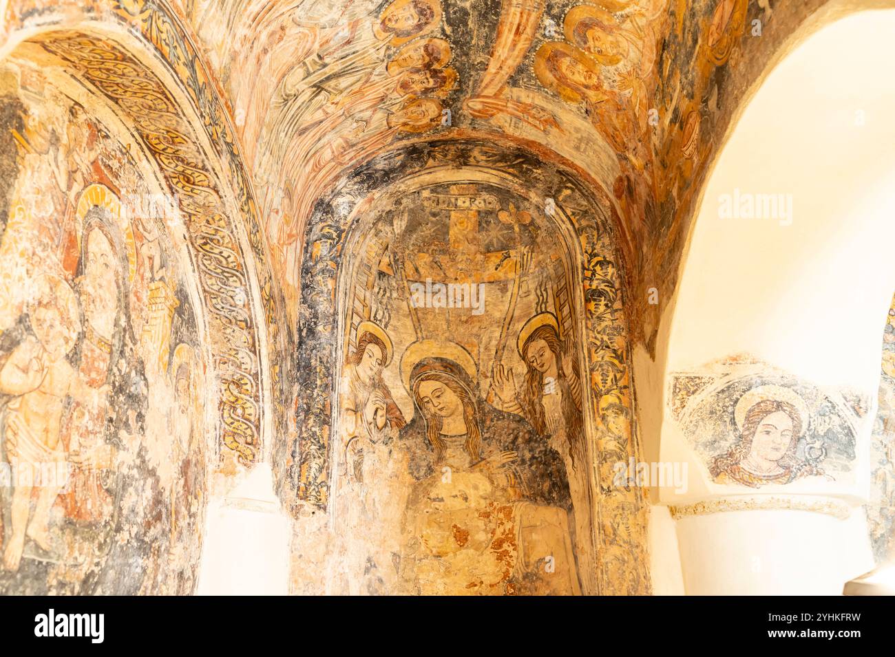 Fresken San Pietro Byzantinischen Fresken in der Kirche Chiesa San Pietro, Otrante, Apulien, Italien, Europa fresques byzantines à l'église de San P. Banque D'Images