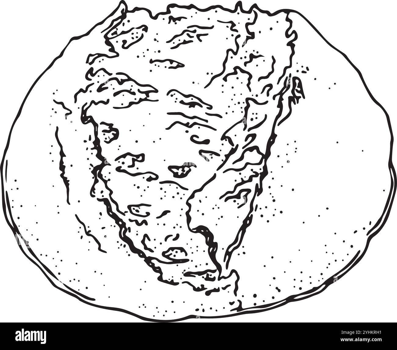 Illustration vectorielle. Pain traditionnel à grains entiers fait maison, frais et croustillant pour les menus, étiquettes, emballages, textiles de cuisine, boulangerie. Illustration de Vecteur