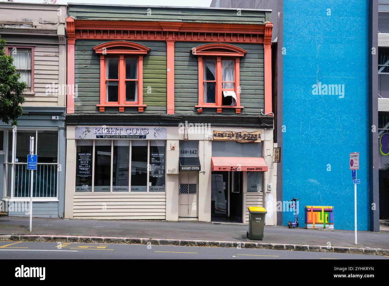 Un vieux bâtiment dans Victoria Street West, Auckland, North Island, Nouvelle-Zélande Banque D'Images