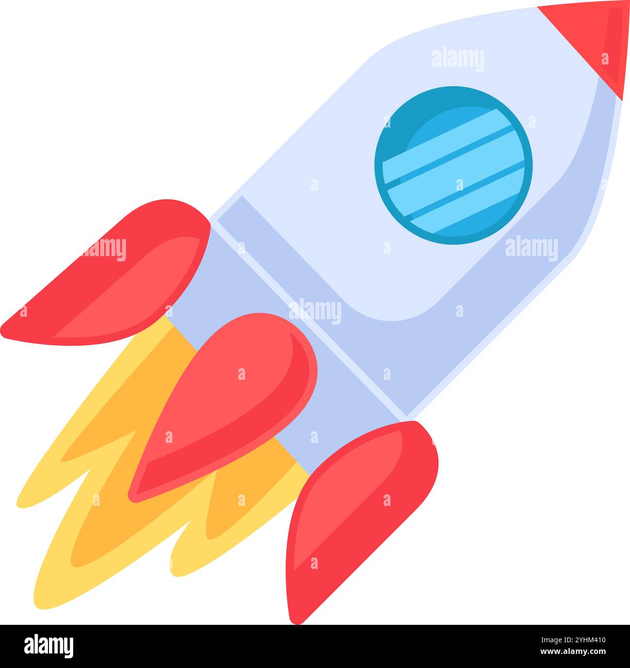 Fusée spatiale décollant pour livrer cargaison et astronautes en orbite icône. Lancement d'un vaisseau spatial moderne pour l'élément d'exploration spatiale. Vecteur plat simple Illustration de Vecteur