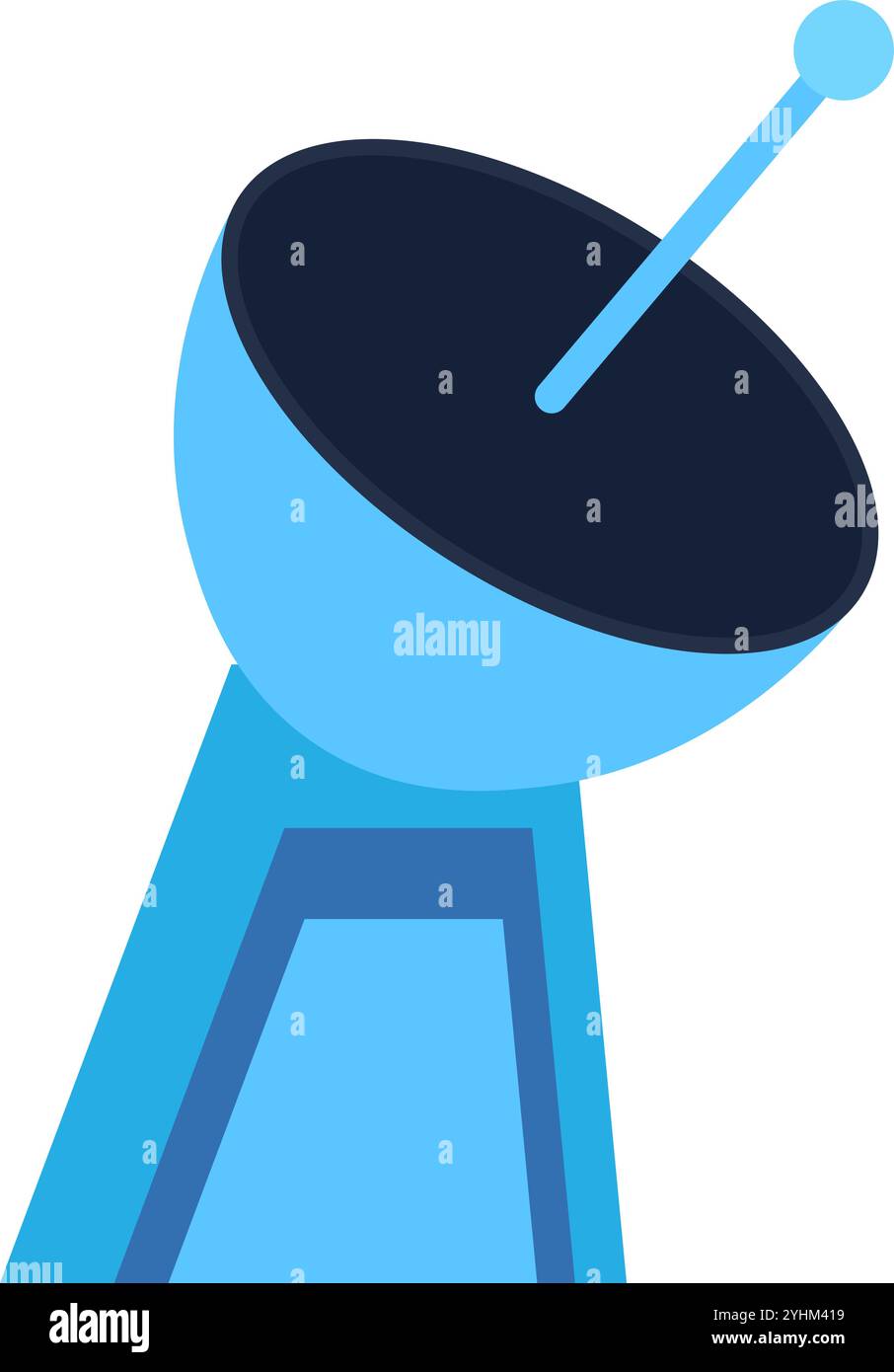 Icône d'antenne satellite de radiodiffusion et de télévision terrestre. Elément stationnaire de dispositif de poursuite d'objets spatiaux. Vecteur plat simple isolé sur Illustration de Vecteur