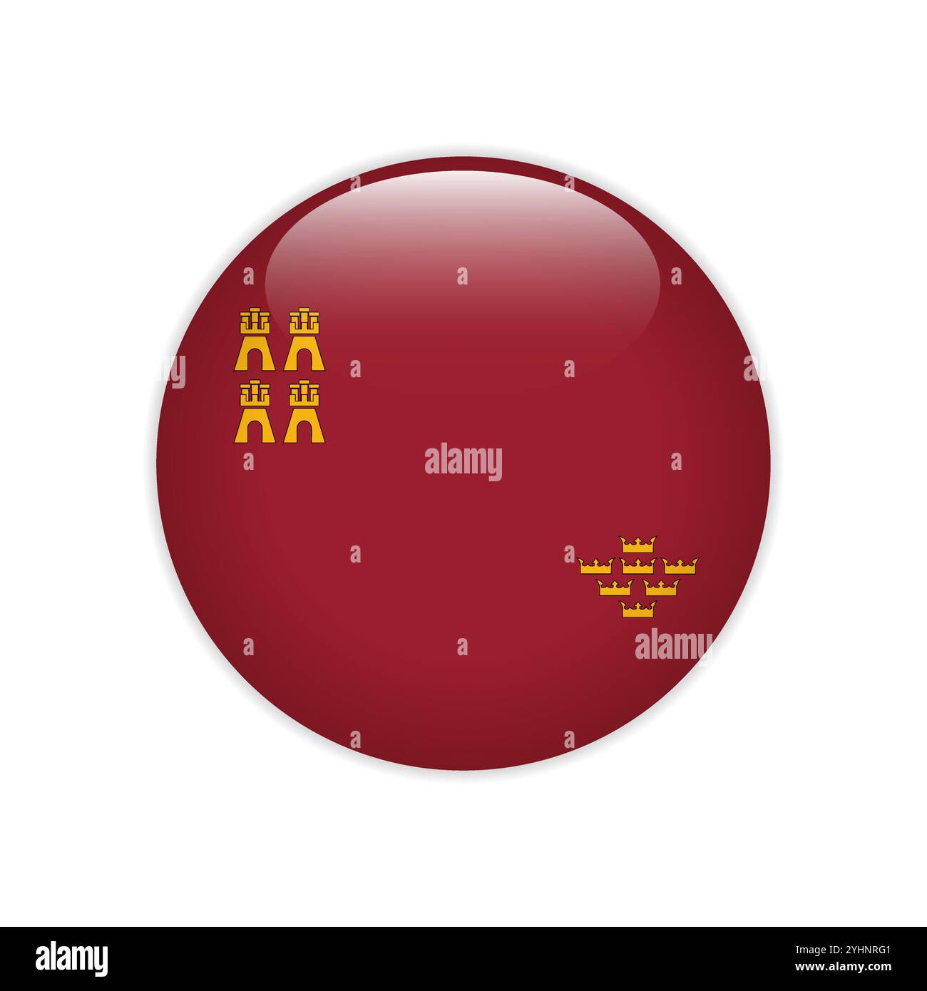 Drapeau de la région Murcie bouton Illustration de Vecteur