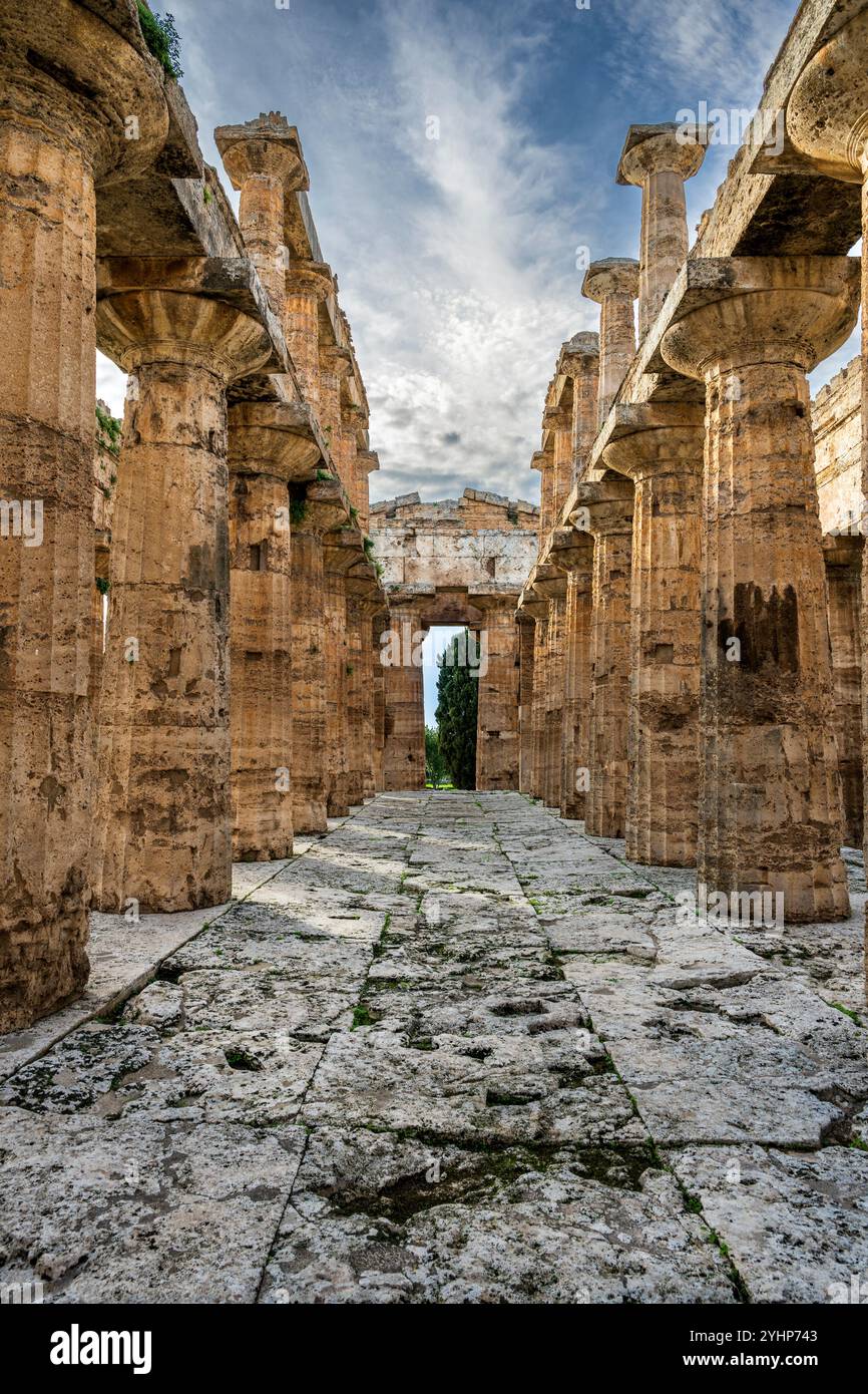 Second Temple d'Héra (Temple de Neptune) , Paestum, Campanie, Italie Banque D'Images