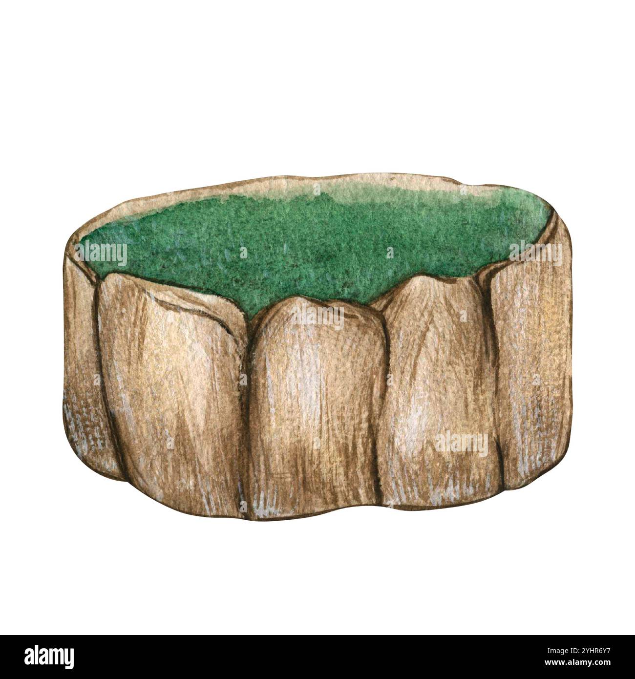 Illustration de pierre d'aquarelle. Roche dessinée à la main isolée sur fond blanc. Élément de paysage naturel Banque D'Images