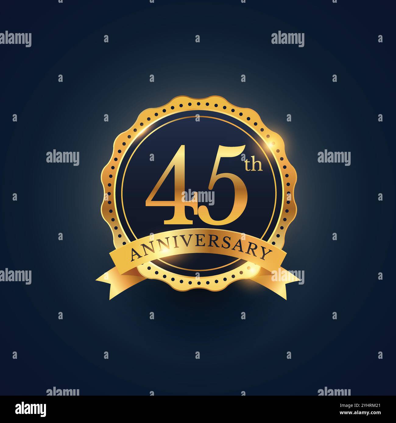 45e anniversaire du label badge dans la couleur d'or Illustration de Vecteur