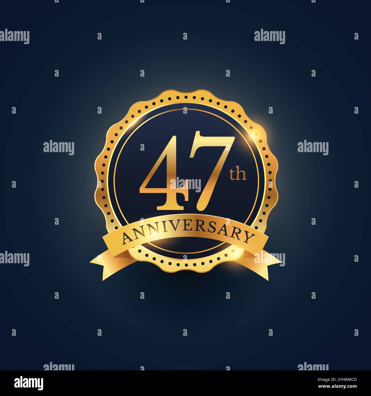 47e anniversaire du label badge dans la couleur d'or Illustration de Vecteur