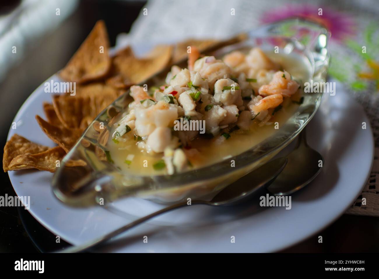 Plat de ceviche dans un restaurant, Costa Rica Banque D'Images