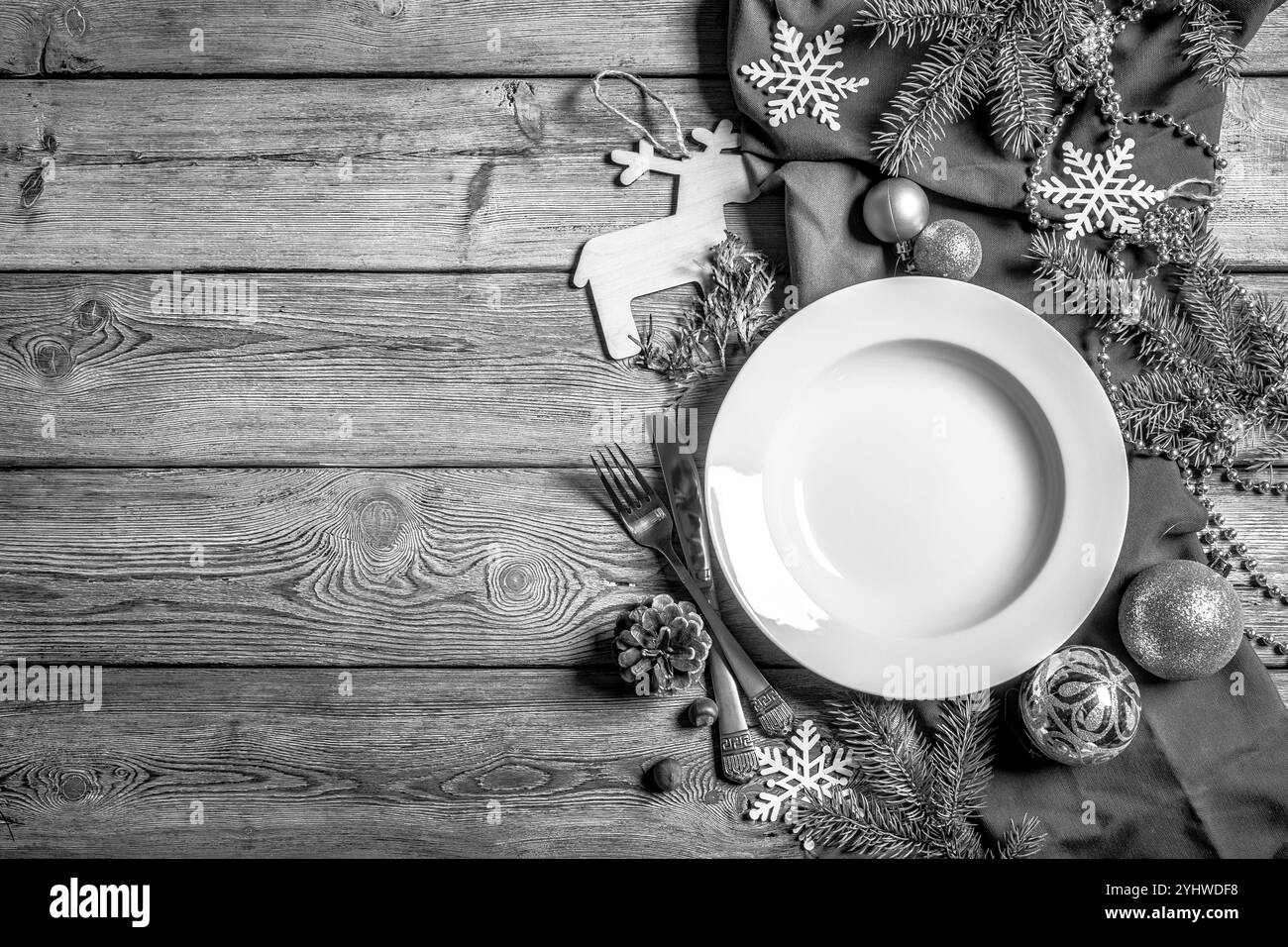 Table de Noël place setting Banque D'Images