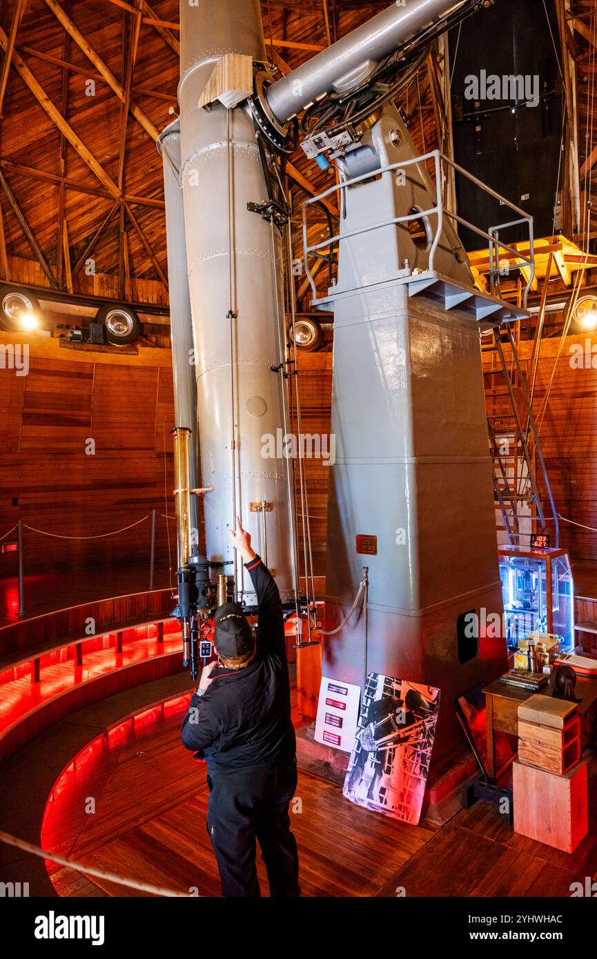 Le guide décrit le télescope réfractaire Clark de 24' ; Lowell Observatory ; Flagstaff ; Arizona ; États-Unis Banque D'Images