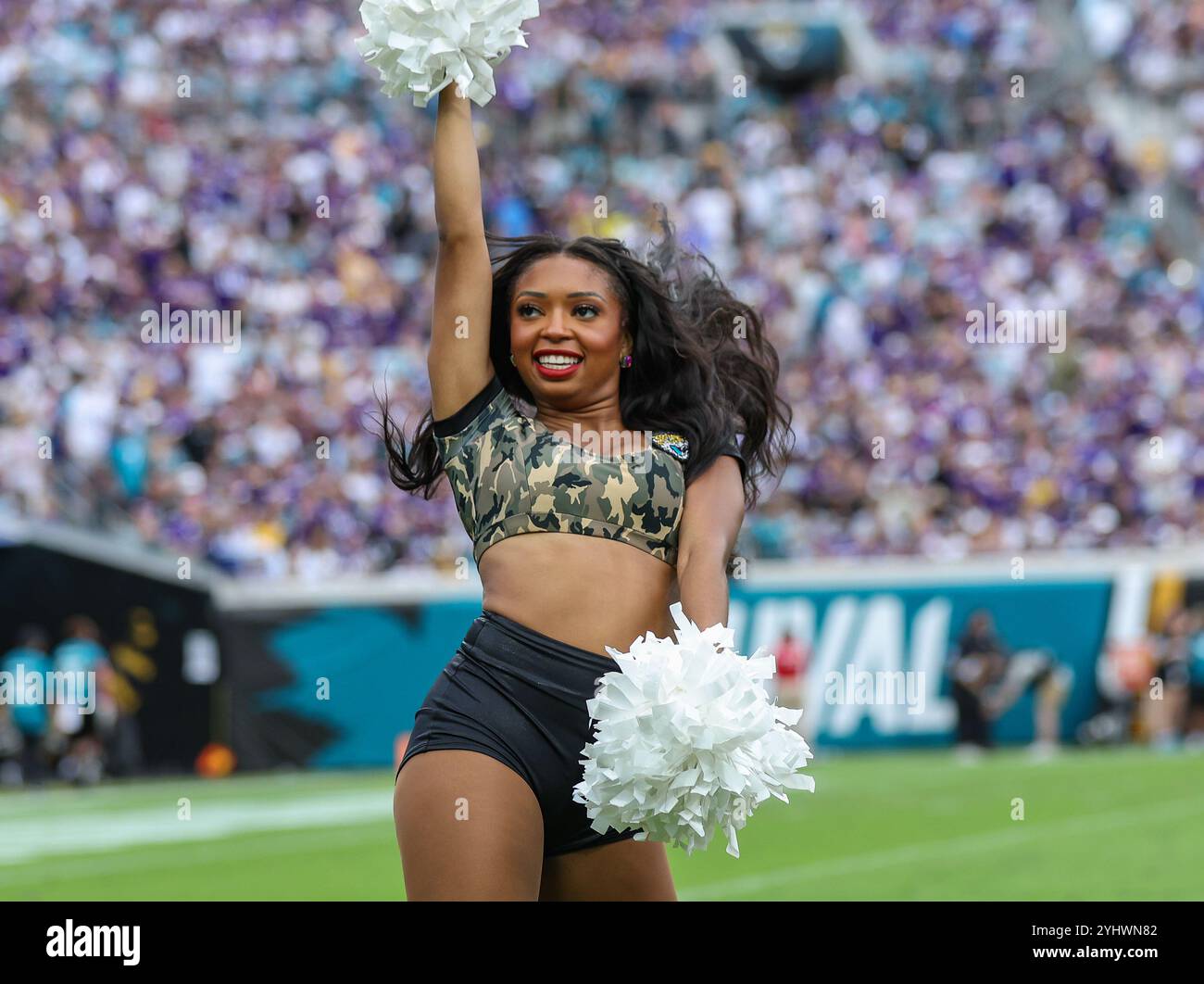 Jacksonville (États-Unis d'Amérique). 10 novembre 2024. 10 novembre 2024 : lors du match de football NFL entre les Jaguars de Jacksonville et les Vikings du Minnesota au stade Everbank à Jacksonville, en Floride. Kyle Okita/CSM/Sipa USA (crédit image : © Kyle Okita/Cal Sport Media/Sipa USA) crédit : Sipa US/Alamy Live News Banque D'Images