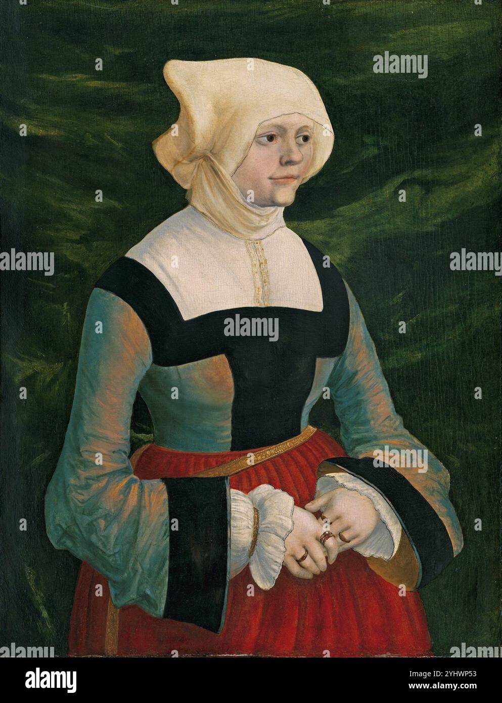 ITLE : Portrait d'une jeune femme artiste : Albrecht Altdorfer année : CA. 1522 médium : huile sur panneau dimensions : 59 x 45 cm emplacement : Museo Nacional Thyssen-Bornemisza Banque D'Images