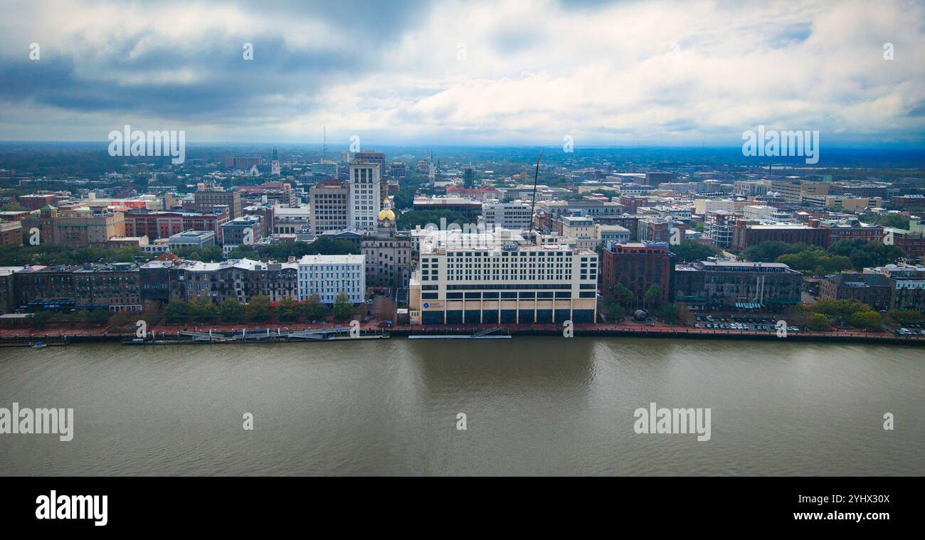 Vue aérienne de Savannah Géorgie - SAVANNAH, GÉORGIE - 06 NOVEMBRE 2024 Banque D'Images