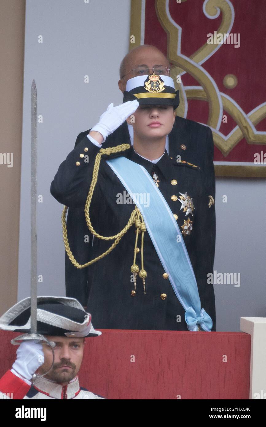 Les royaux espagnols assistent à la parade militaire de la Fête nationale 2024 avec : Princesse Léonor d'Espagne où : Madrid, Espagne quand : 12 Oct 2024 crédit : Oscar Gonzalez/WENN Banque D'Images