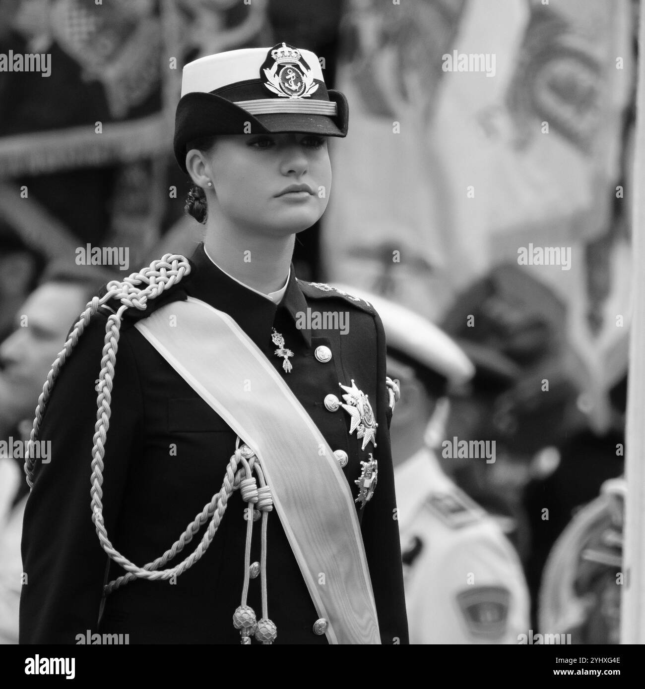 La princesse héritière Léonor d'Espagne et le roi Felipe VI d'Espagne assistent au défilé militaire de la fête nationale le 12 octobre 2024 à Madrid, Espagne avec : Princesse Léonor d'Espagne où : Madrid, Espagne quand : 12 Oct 2024 crédit : Oscar Gonzalez/WENN Banque D'Images